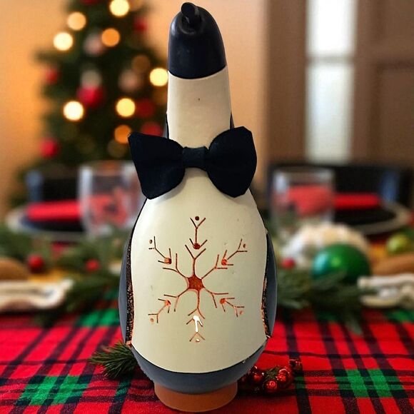 Meadowbrooke Gourd Penquin Lamp Light Handcrafted Carved Holiday Winter Vintage - Picture 14 of 16